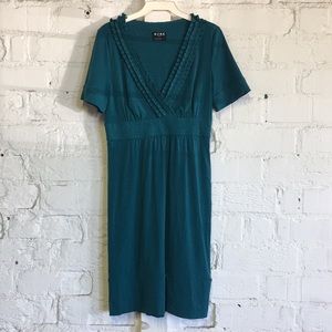 BCBG Teal Green V-Neck Fitted Dress